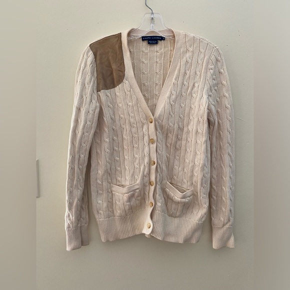 Ralph Lauren Sweaters - Ralph Lauren shoulder suede patched Cardigan with buttons
